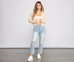 She's A Trendsetter Cable Knit Crop Top