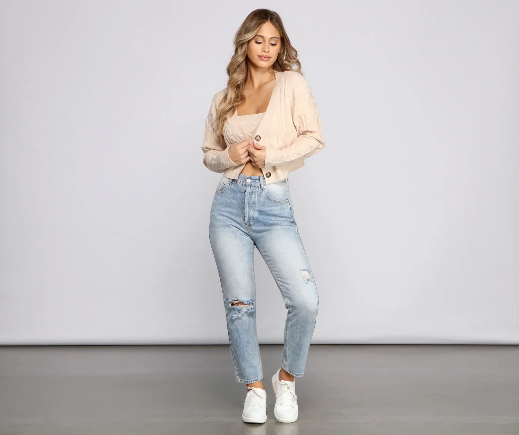 She's A Trendsetter Cable Knit Cardigan