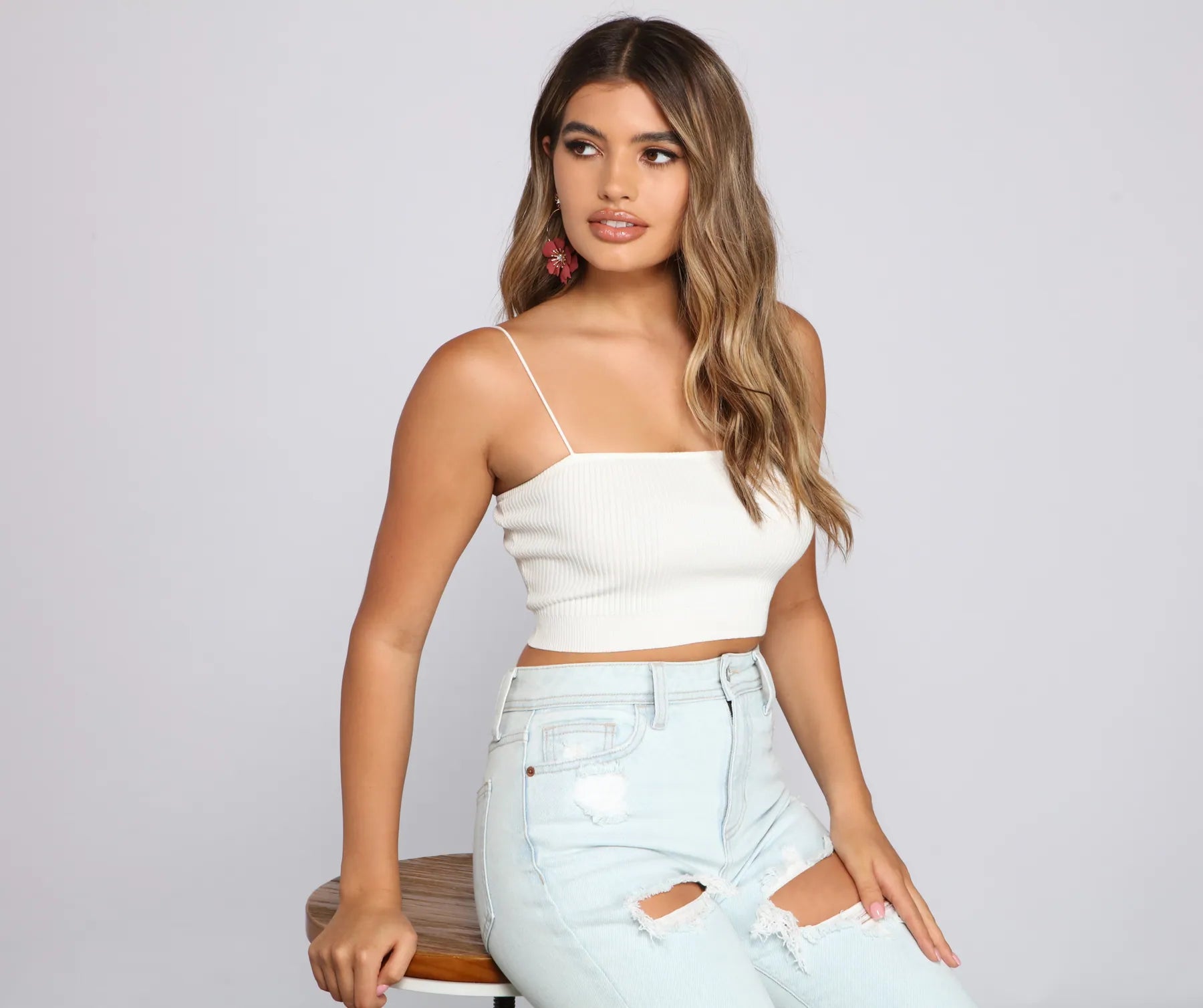 Basic Ribbed Knit Crop Top