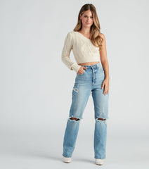 One Shoulder Bliss Crop Sweater