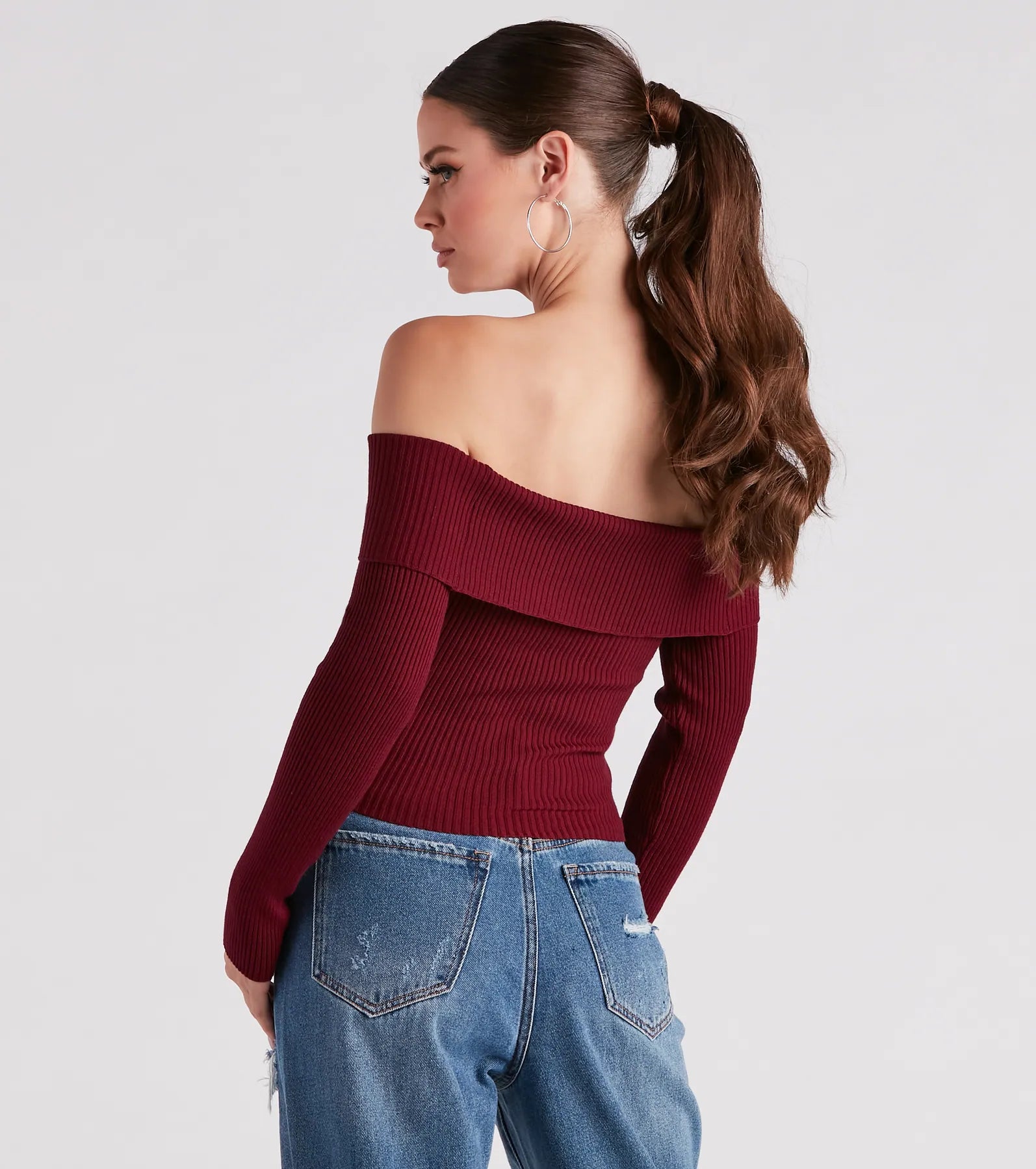 Feel The Knit Foldover Sweater Top