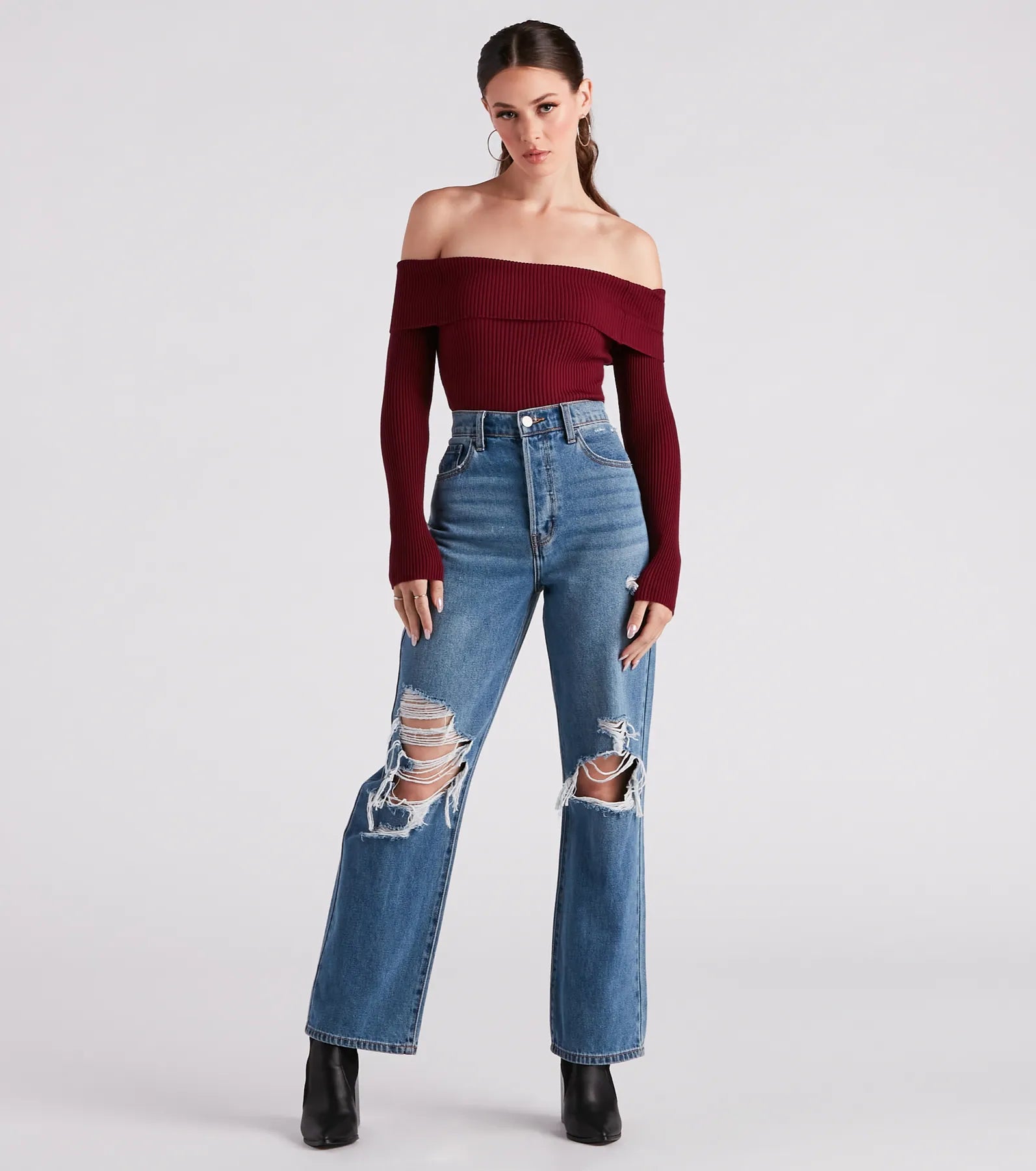 Feel The Knit Foldover Sweater Top