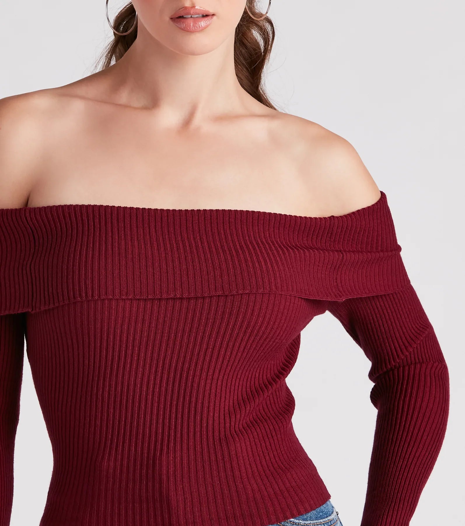 Feel The Knit Foldover Sweater Top
