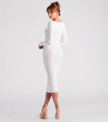 Pearl-Fect Pick Sweater Maxi Dress