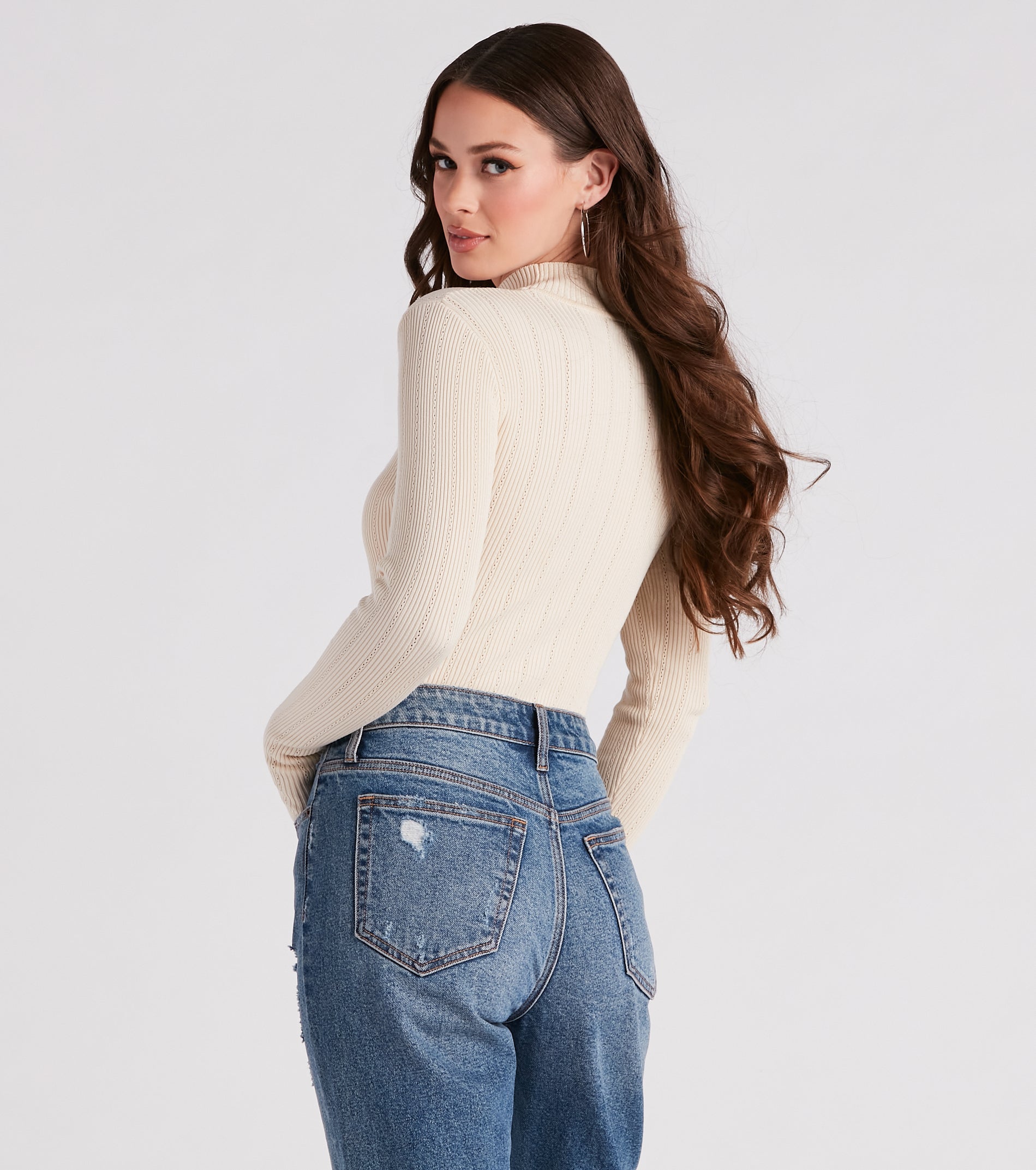 Coffee First Cable Knit Bodysuit