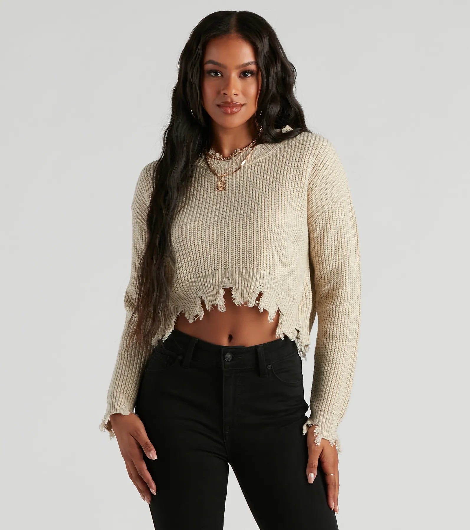 Perfect Knit Distress Crop Sweater