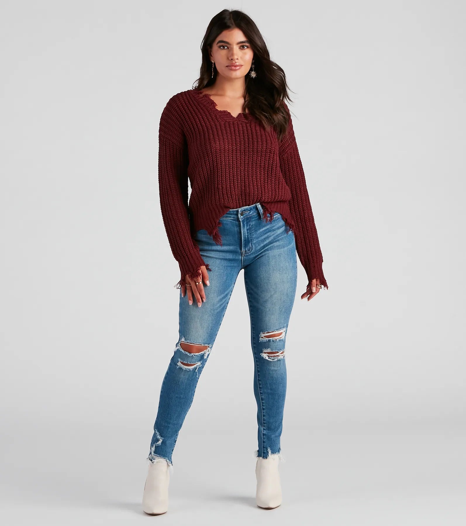 Cute And Cozy V-Neck Knit Sweater