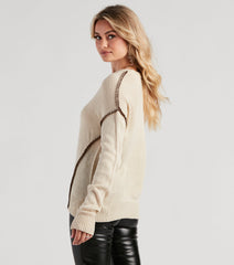 Cute Contrast Stitch Knit Sweater