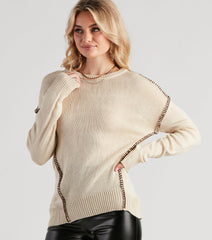Cute Contrast Stitch Knit Sweater