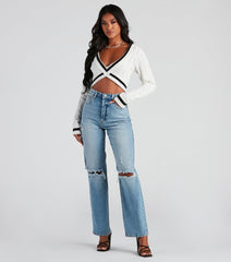 Varsity Blues Cable Knit Sweater