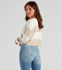 Fall Chill Striped Crop Sweater