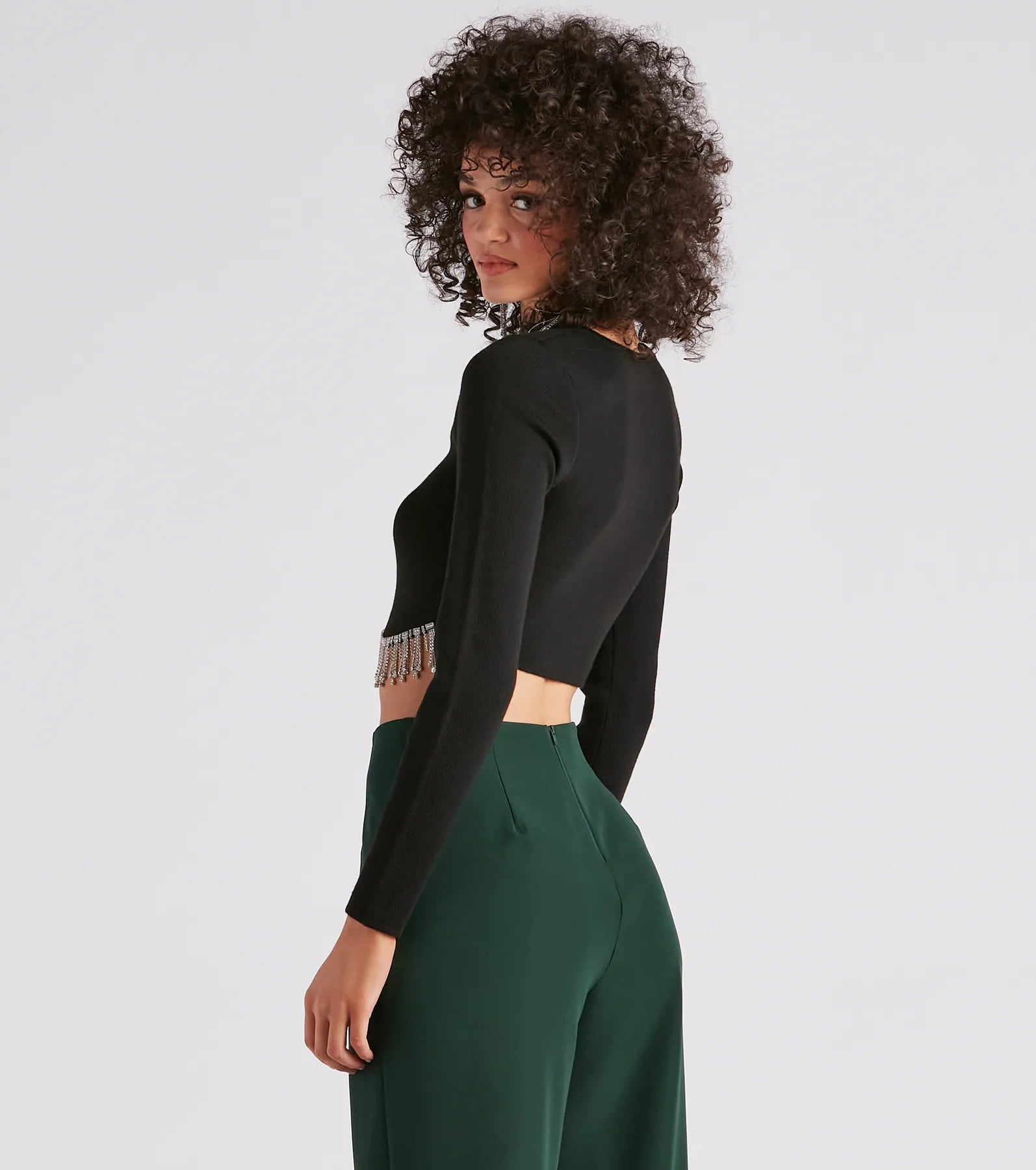 Bejeweled Me Rhinestone Fringe Top