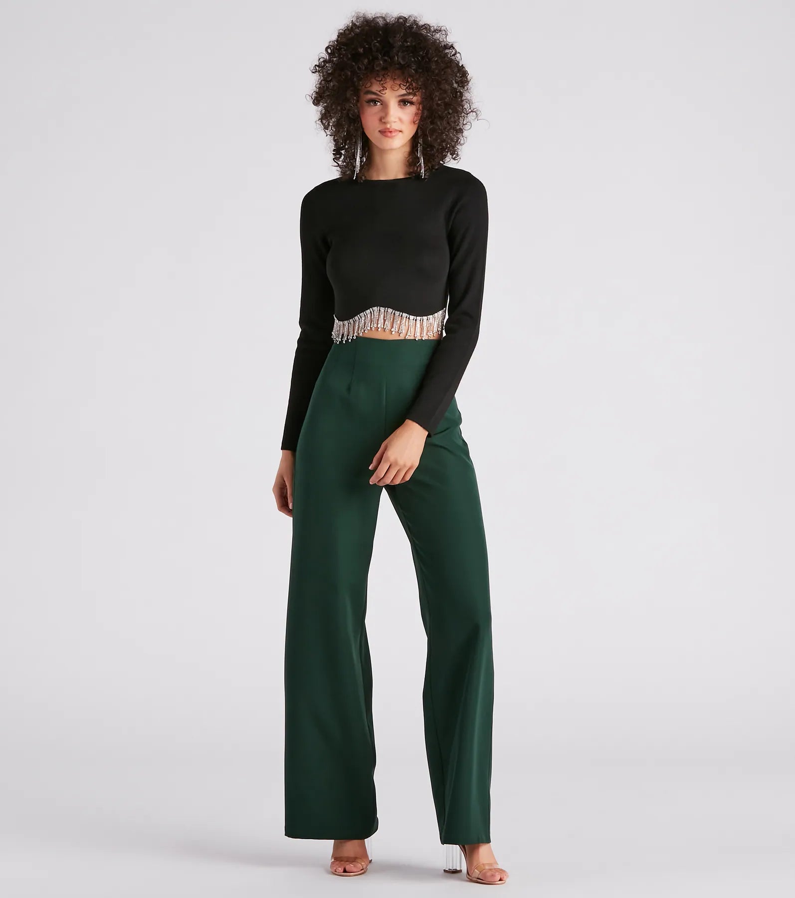 Bejeweled Me Rhinestone Fringe Top