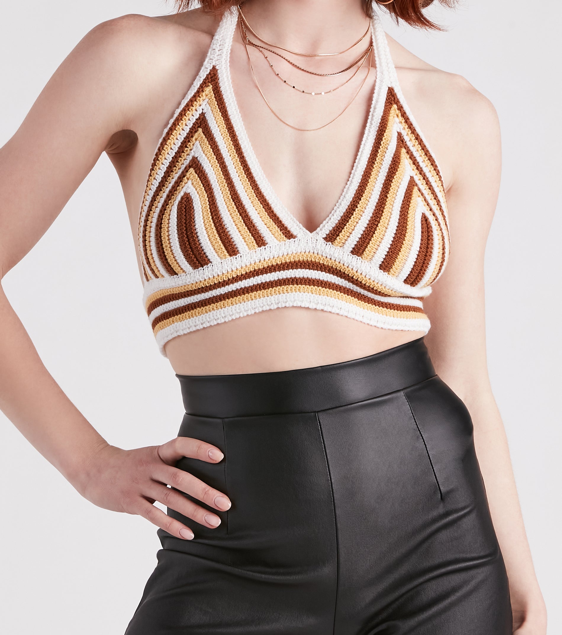 Desert Heat Crochet Striped Crop Top