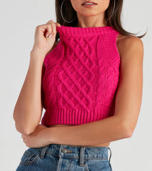 Trendsetting Cutie Cable Knit Cropped Tank