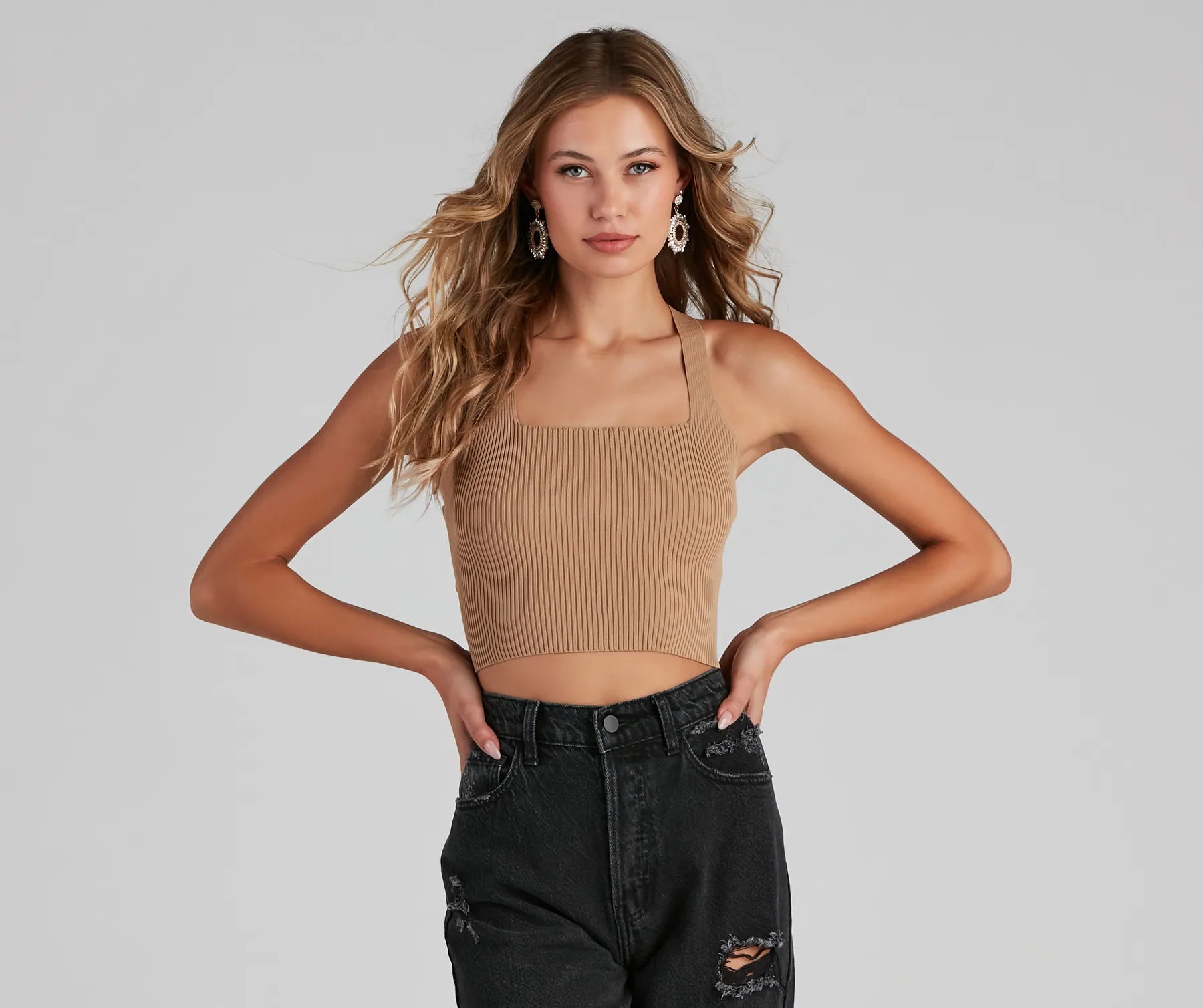 You Better Work Lace-Up Crop Top