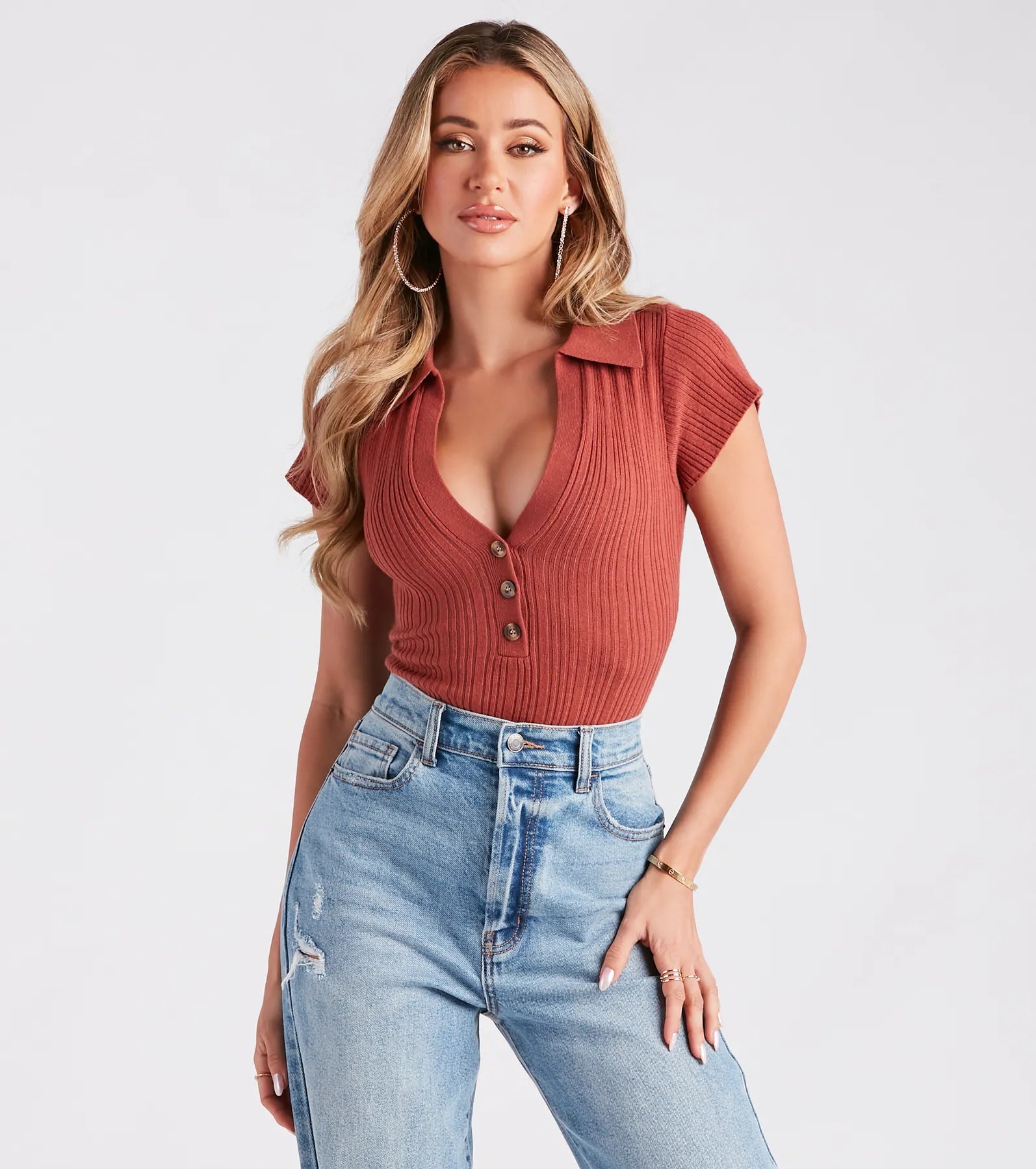 Casual Trendsetter Collared Bodysuit