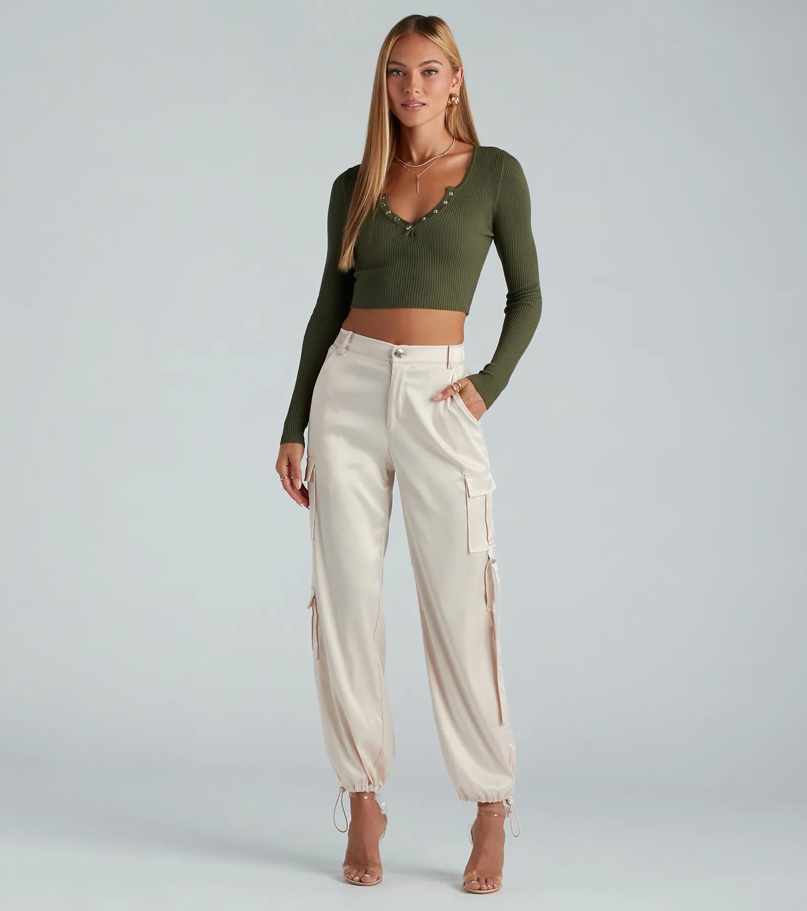 Chic Basic Button-Detail Crop Top