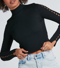 Chic Update Mock Neck Long Sleeve Crop Top