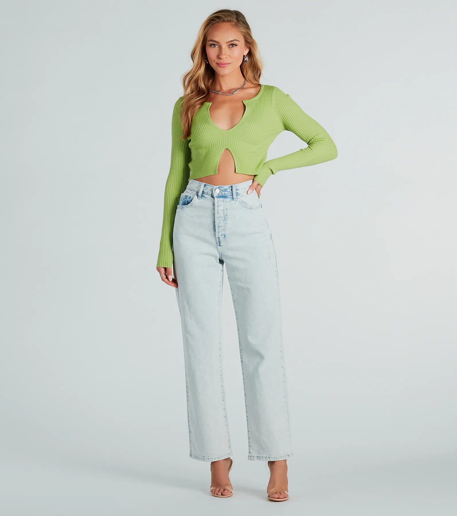 Twice The Love Rib Knit Crop Top