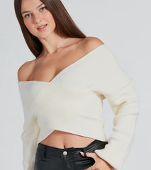 Warm Up Wrap-Front Ribbed Knit Sweater