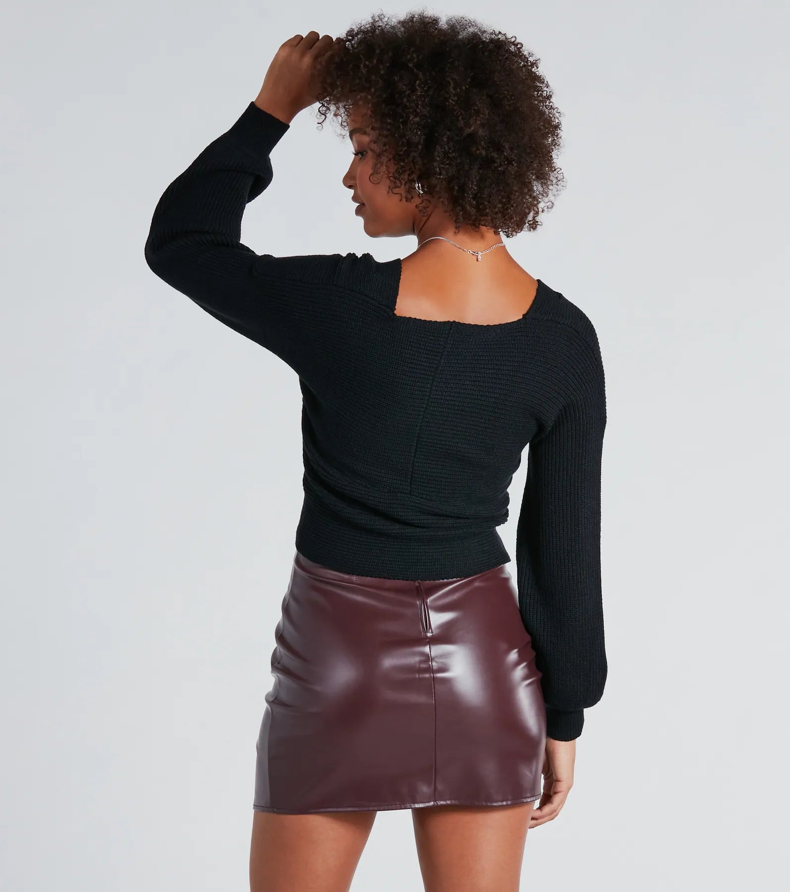 Warm Up Wrap-Front Ribbed Knit Sweater