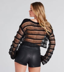 Sheer Flirt Long Sleeve Crop Sweater