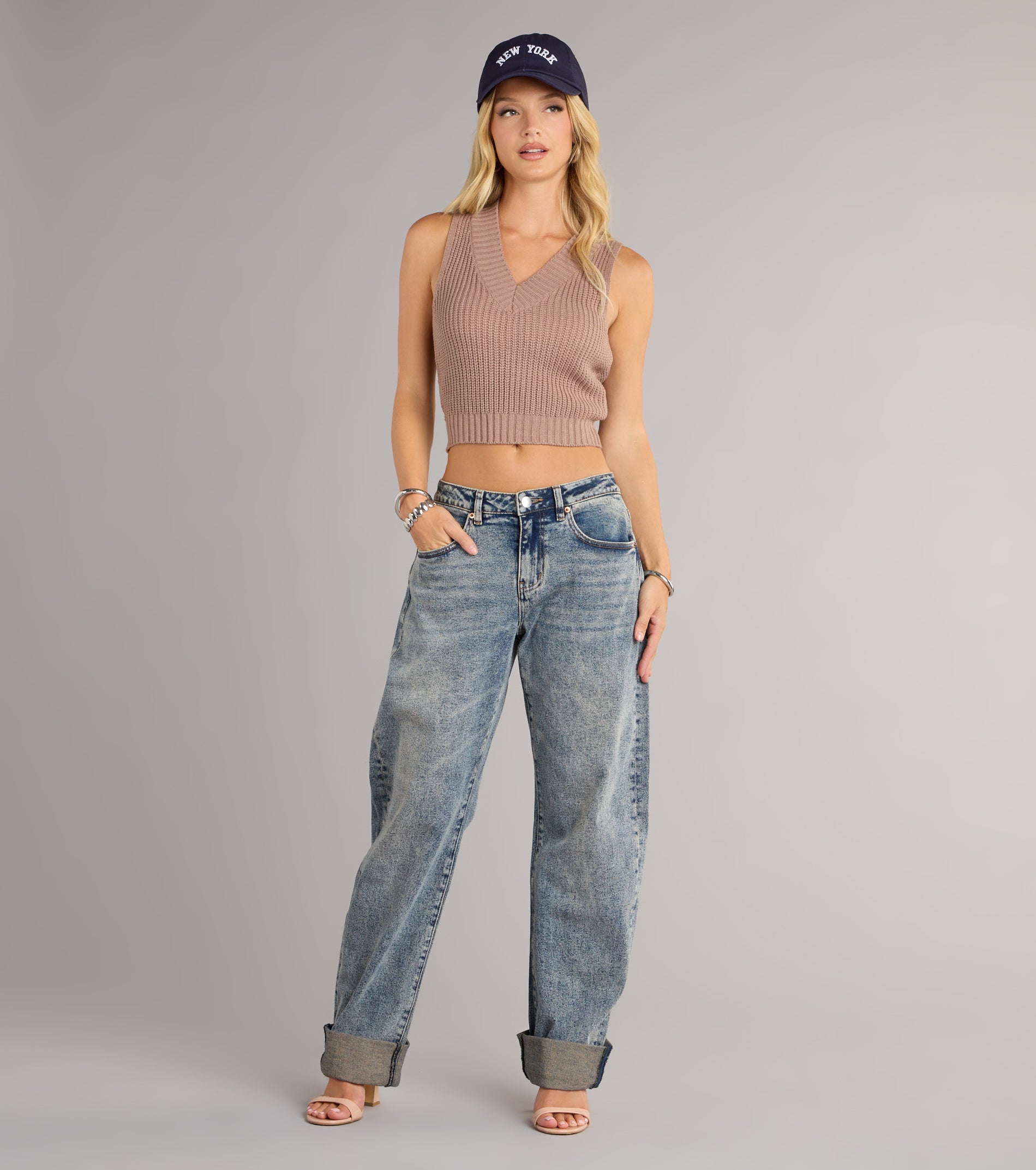 Preppy Babe V-Neck Cropped Sweater Vest