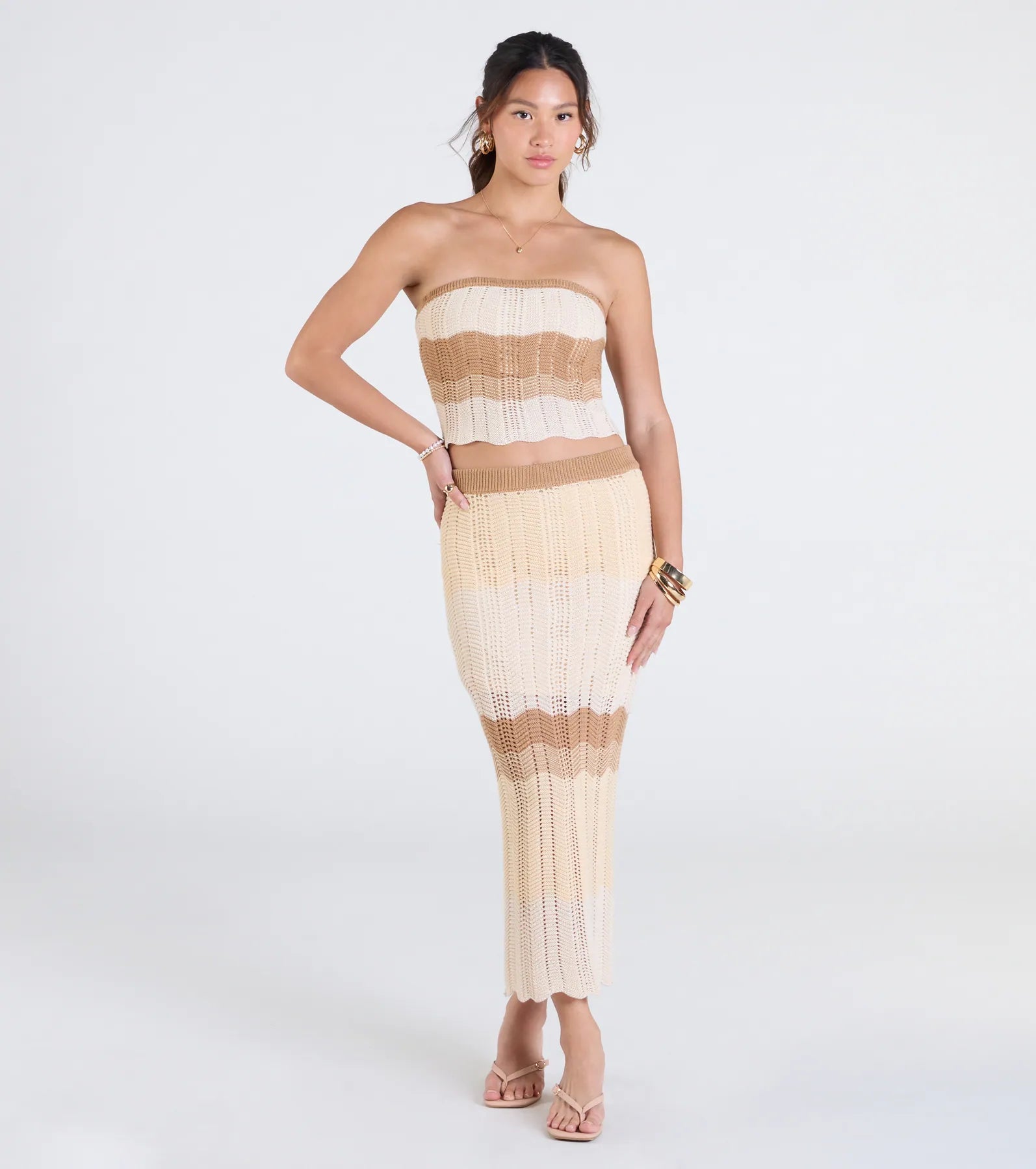 Trendy Match Chevron Knit Tube Top