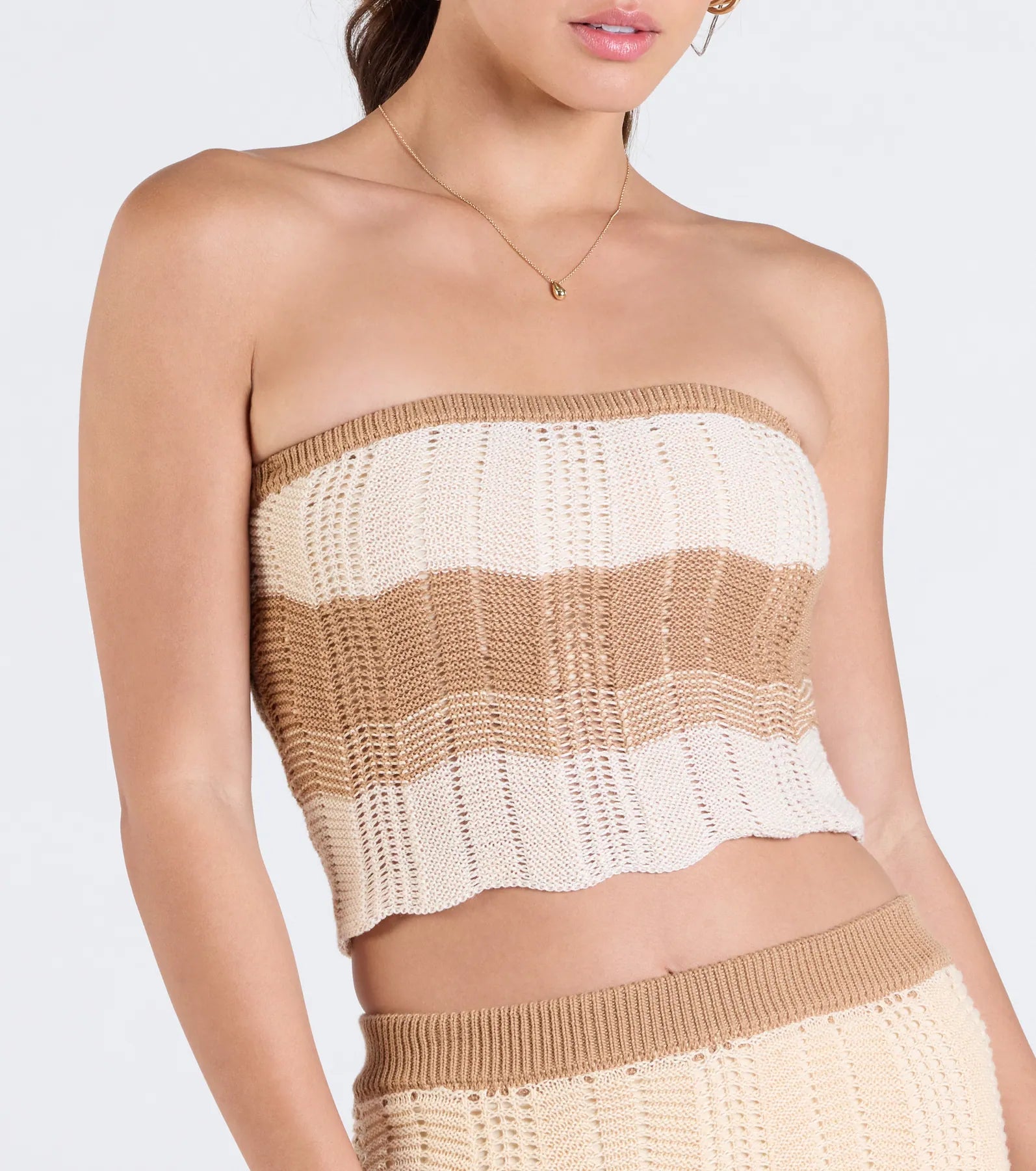 Trendy Match Chevron Knit Tube Top
