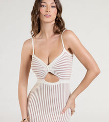 Easily Stunning Cutout Striped Midi Dress