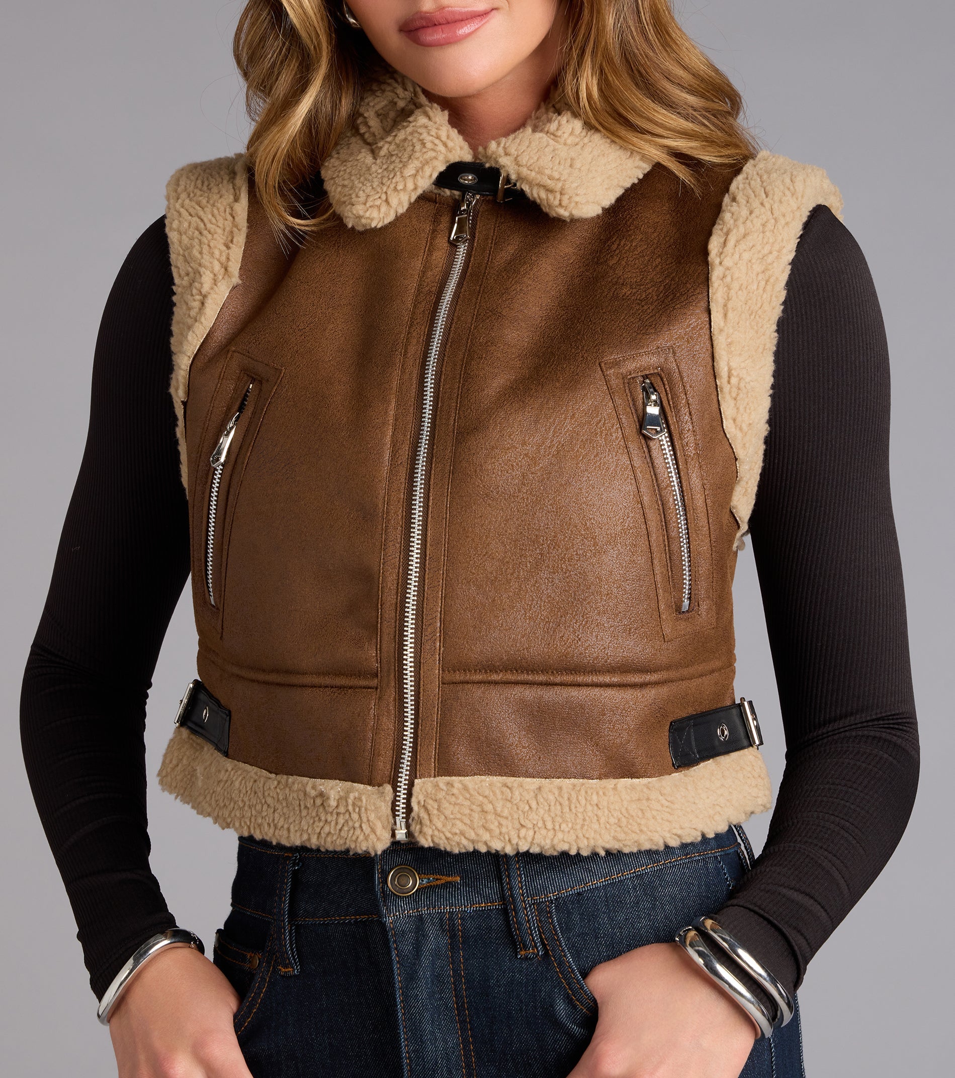 Cider Sips Faux Shearling Vest