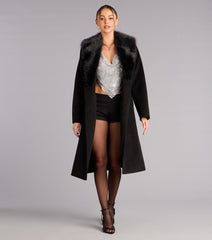 City Noir Removable Faux Fur Trench Coat