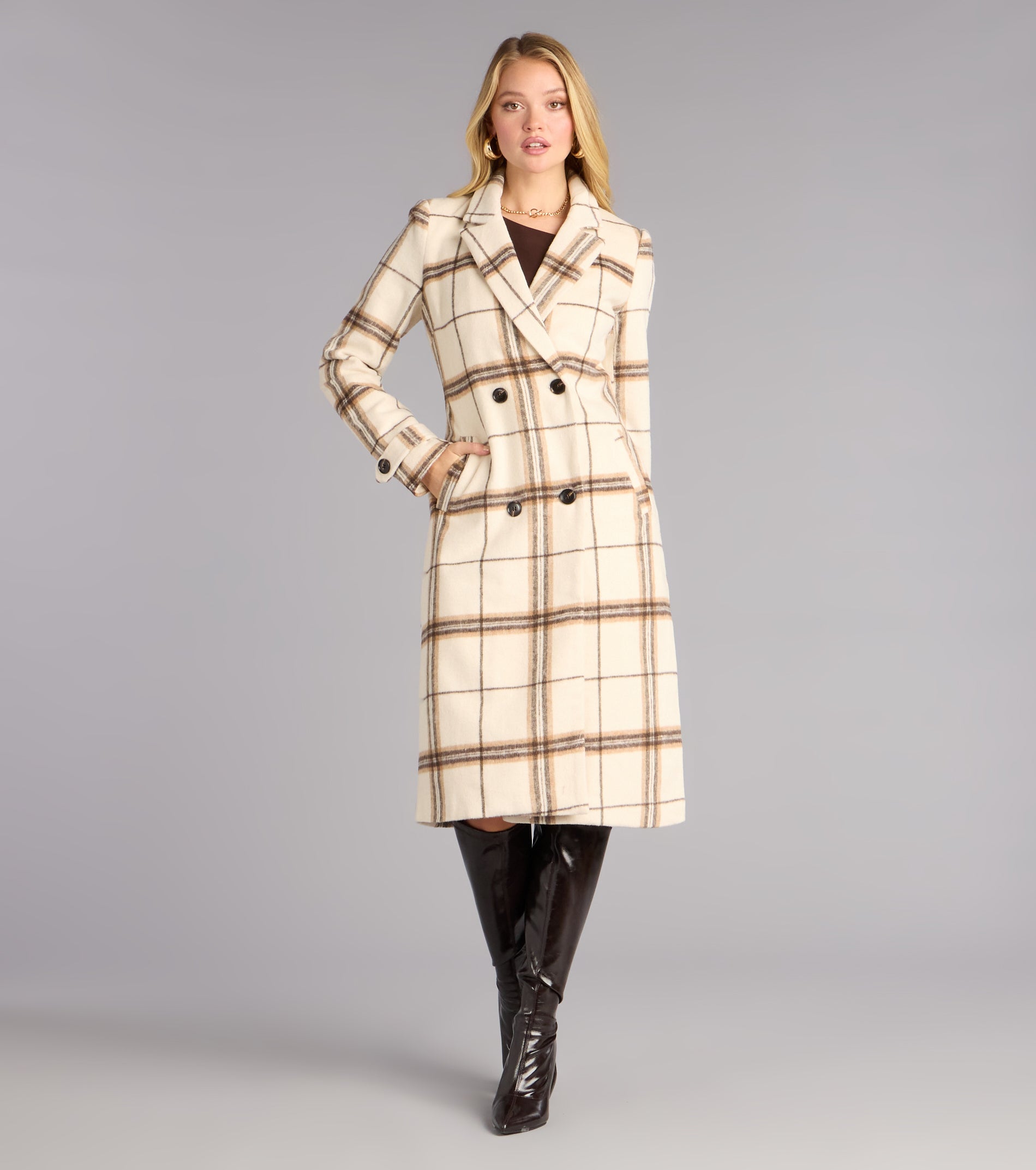 Check Please Plaid Trench Coat