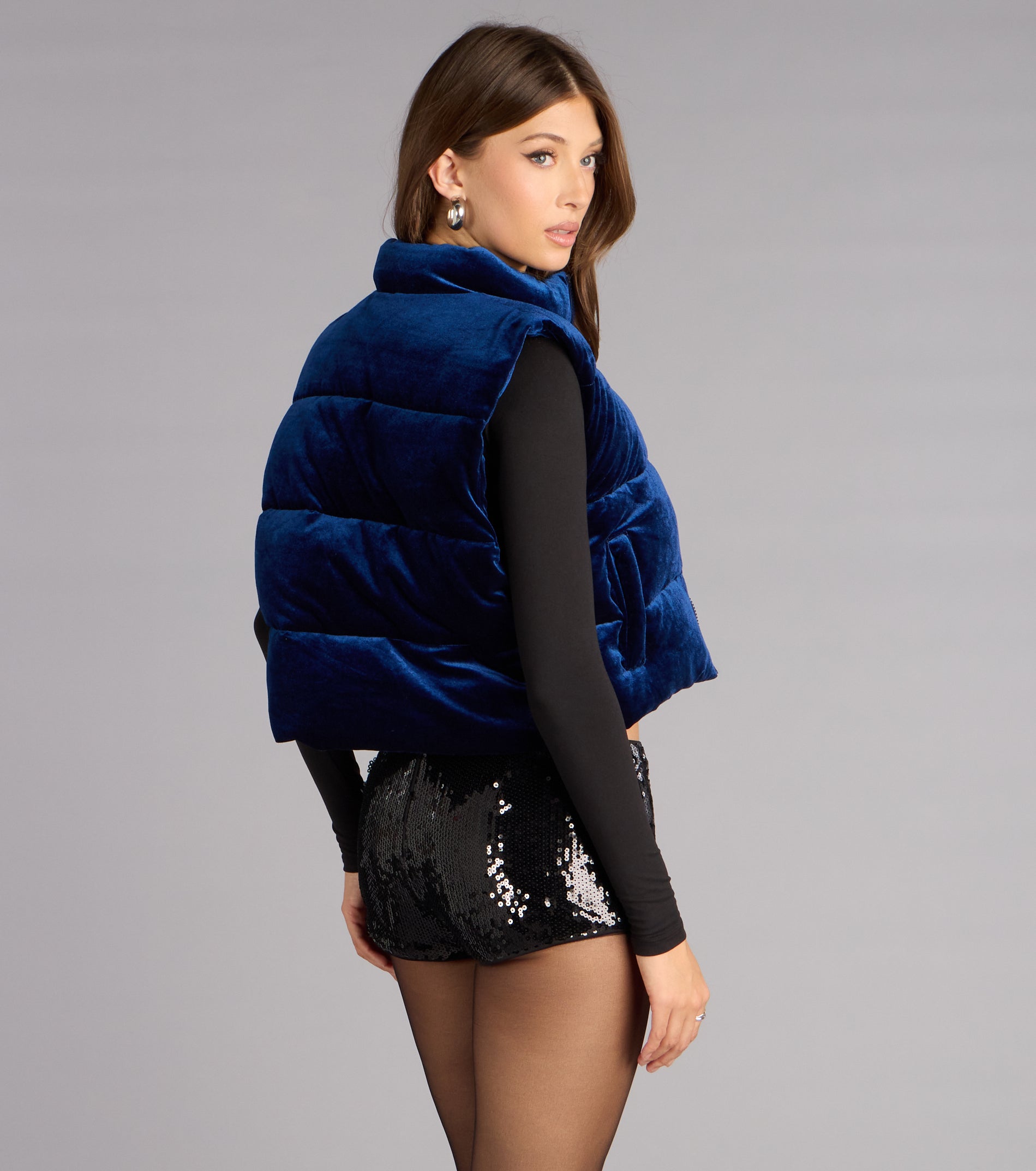 Street Plush Velvet Puffer Vest