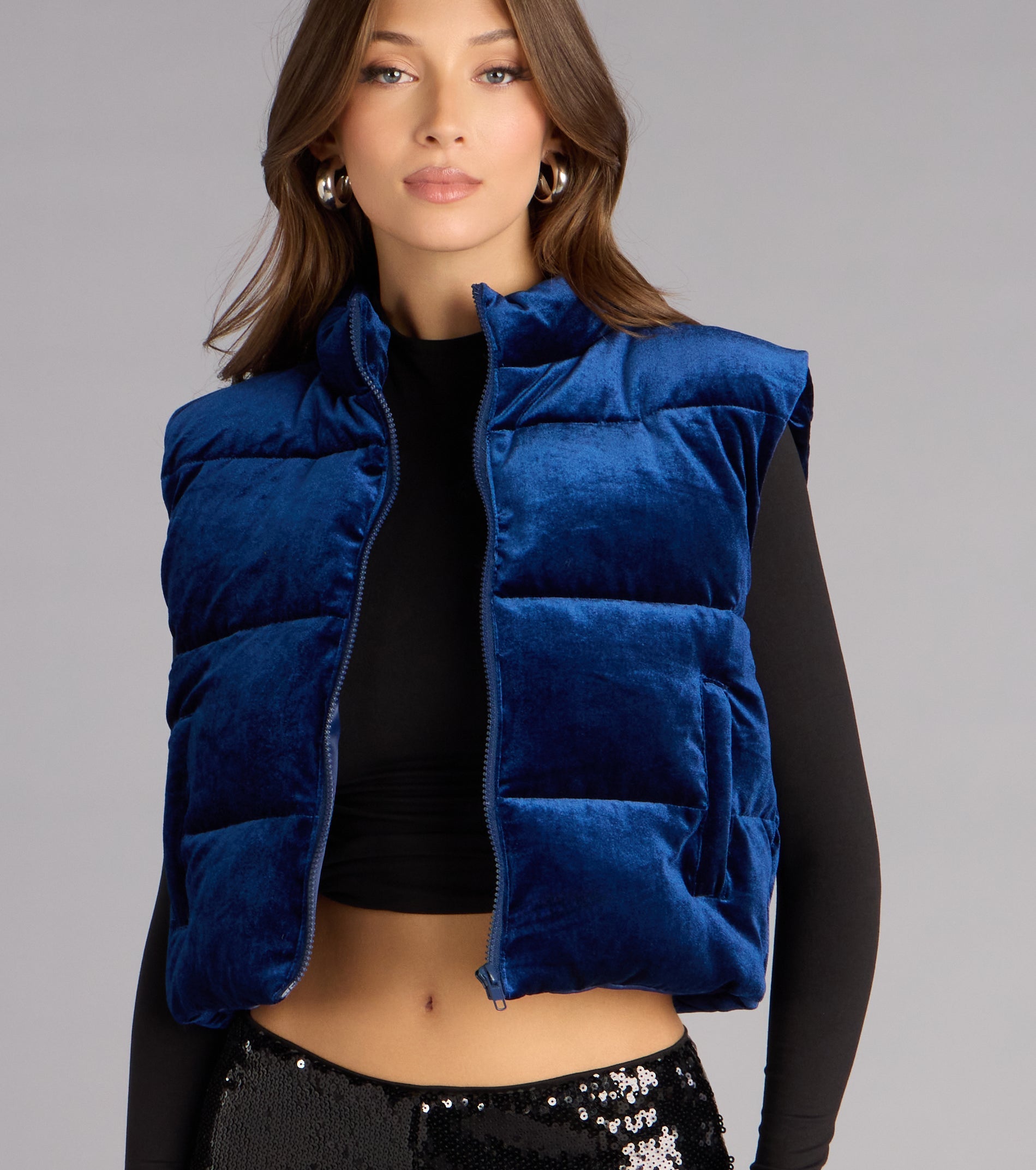 Street Plush Velvet Puffer Vest