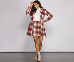 Chic In Plaid Belted Coat