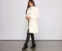 Cozy Cutie Sherpa Button-Down Coat