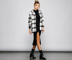 Falling For Cozy Vibes Plaid Sherpa Jacket