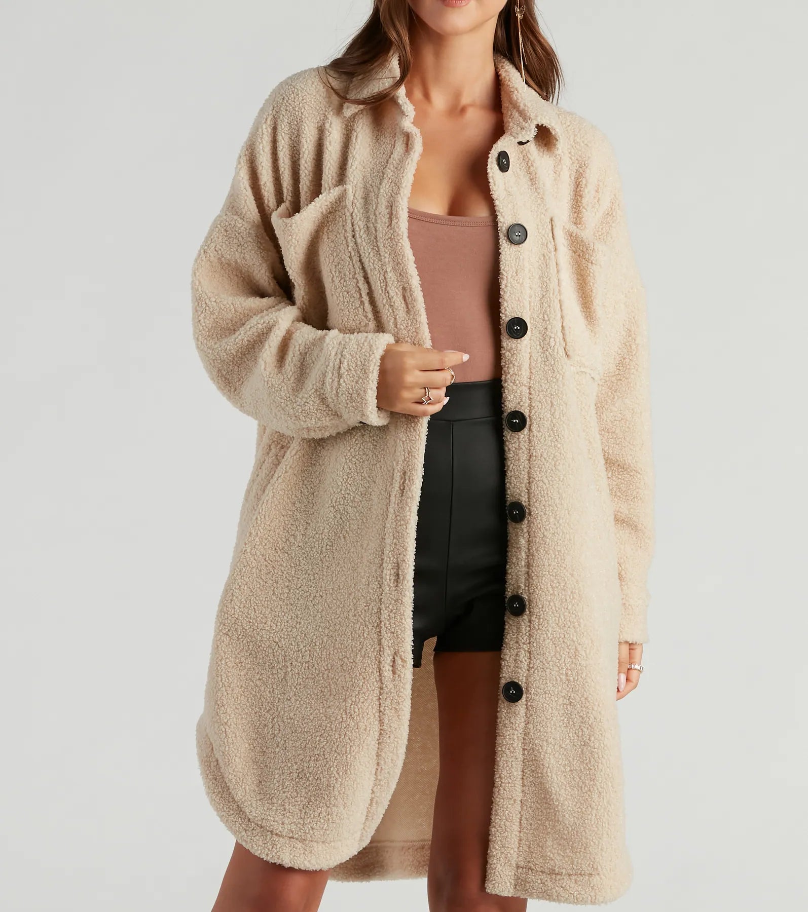Cozy Days Sherpa Longline Shacket