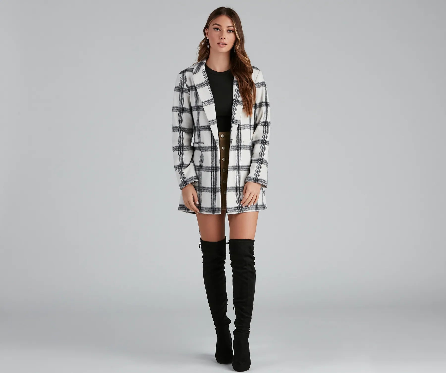 Pretty And Posh Plaid Coat