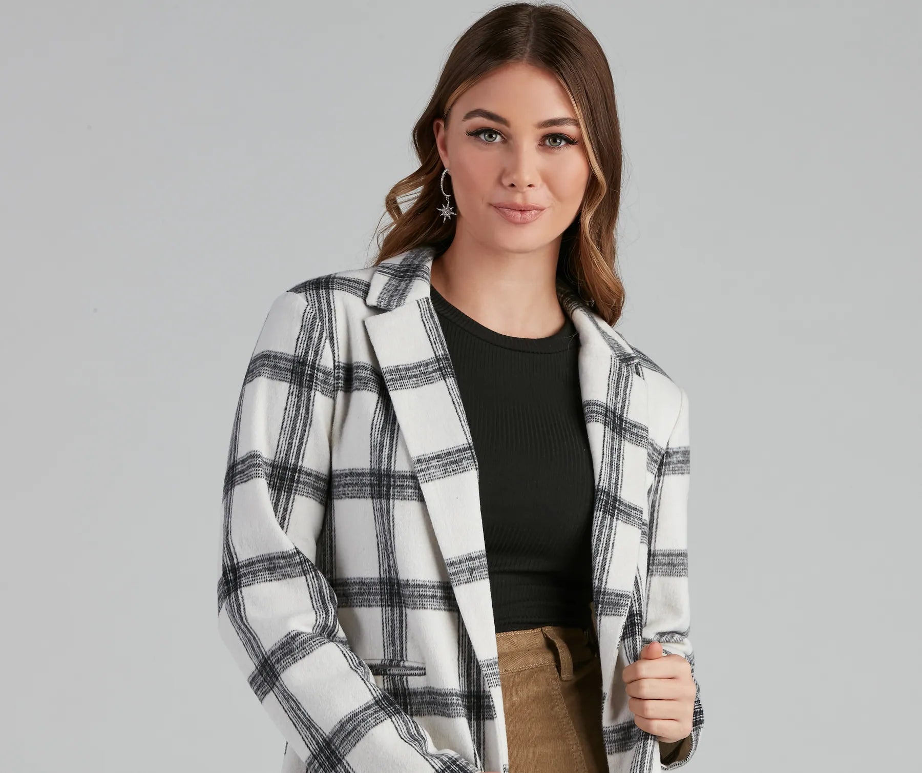 Pretty And Posh Plaid Coat