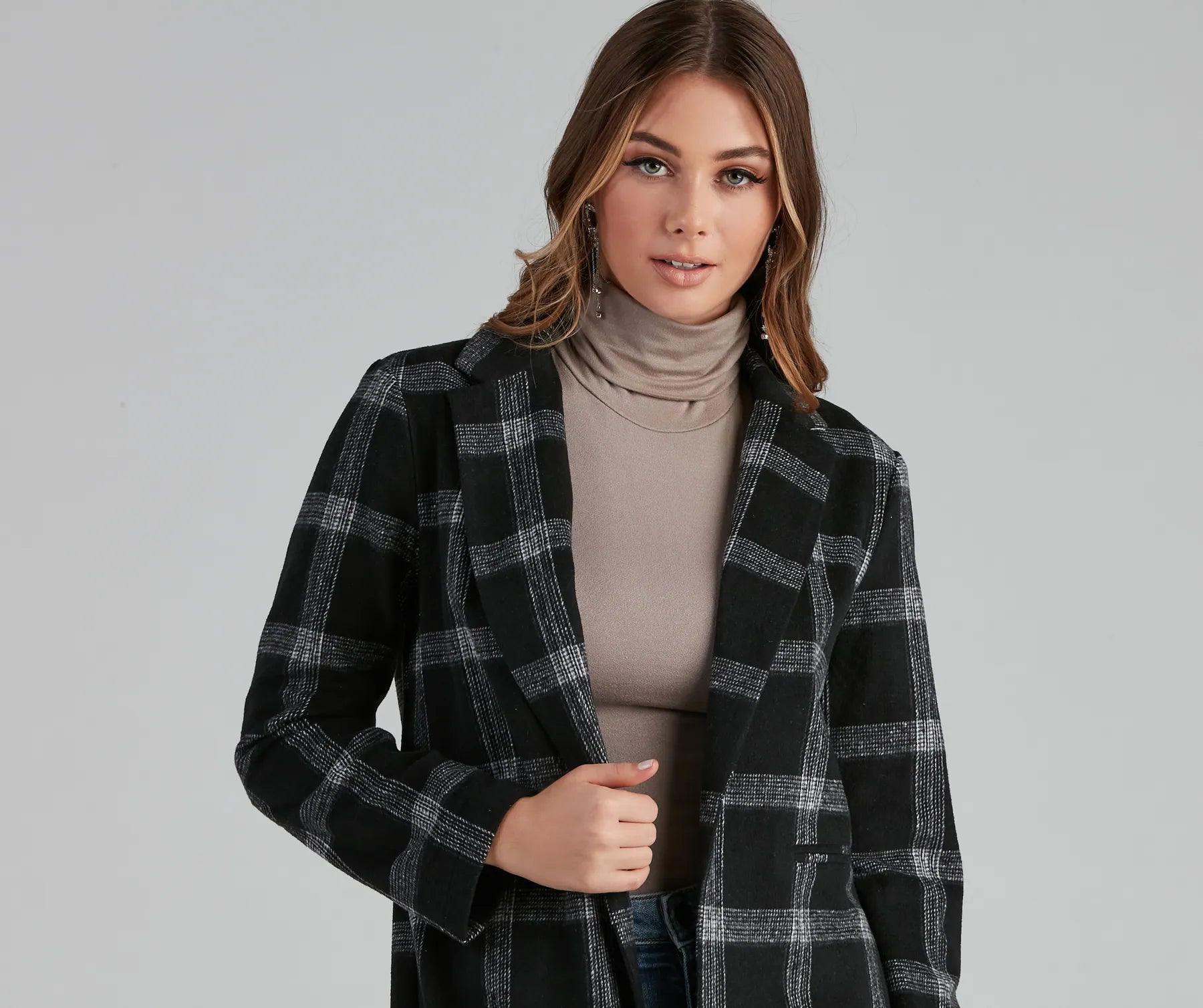 Pretty And Posh Plaid Coat