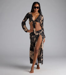 Under The Sun Tropical Tie-Front Crop Top