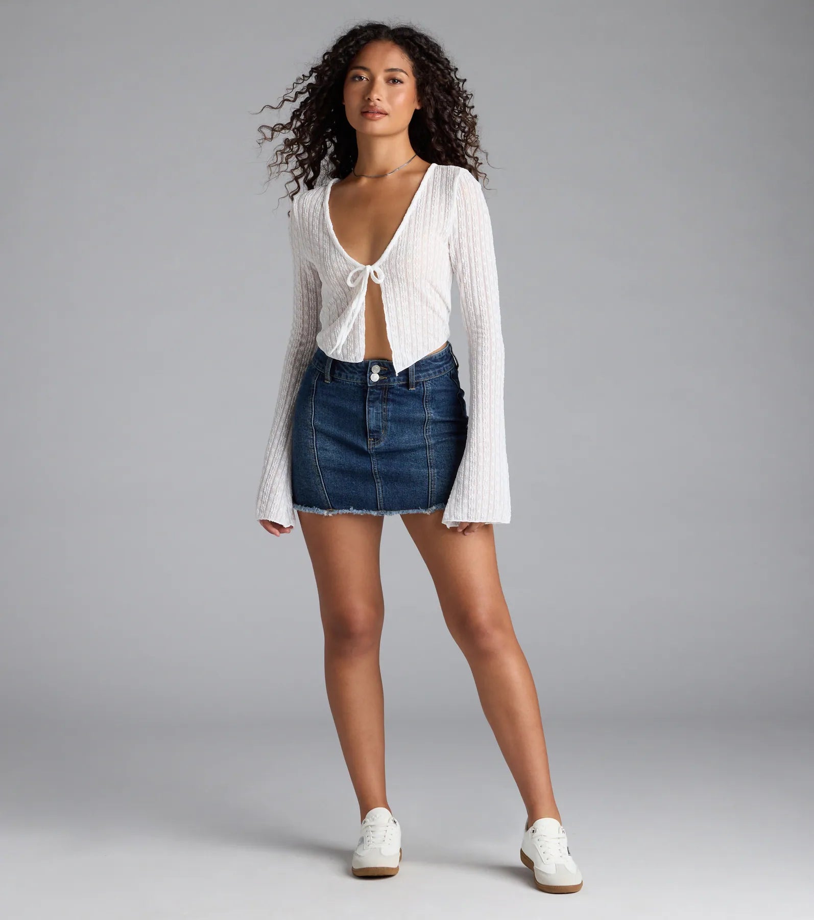 Breezy Beauty Floral Lace Tie-Front Top