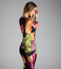 Island Muse Tropical Floral Tie-Front Top