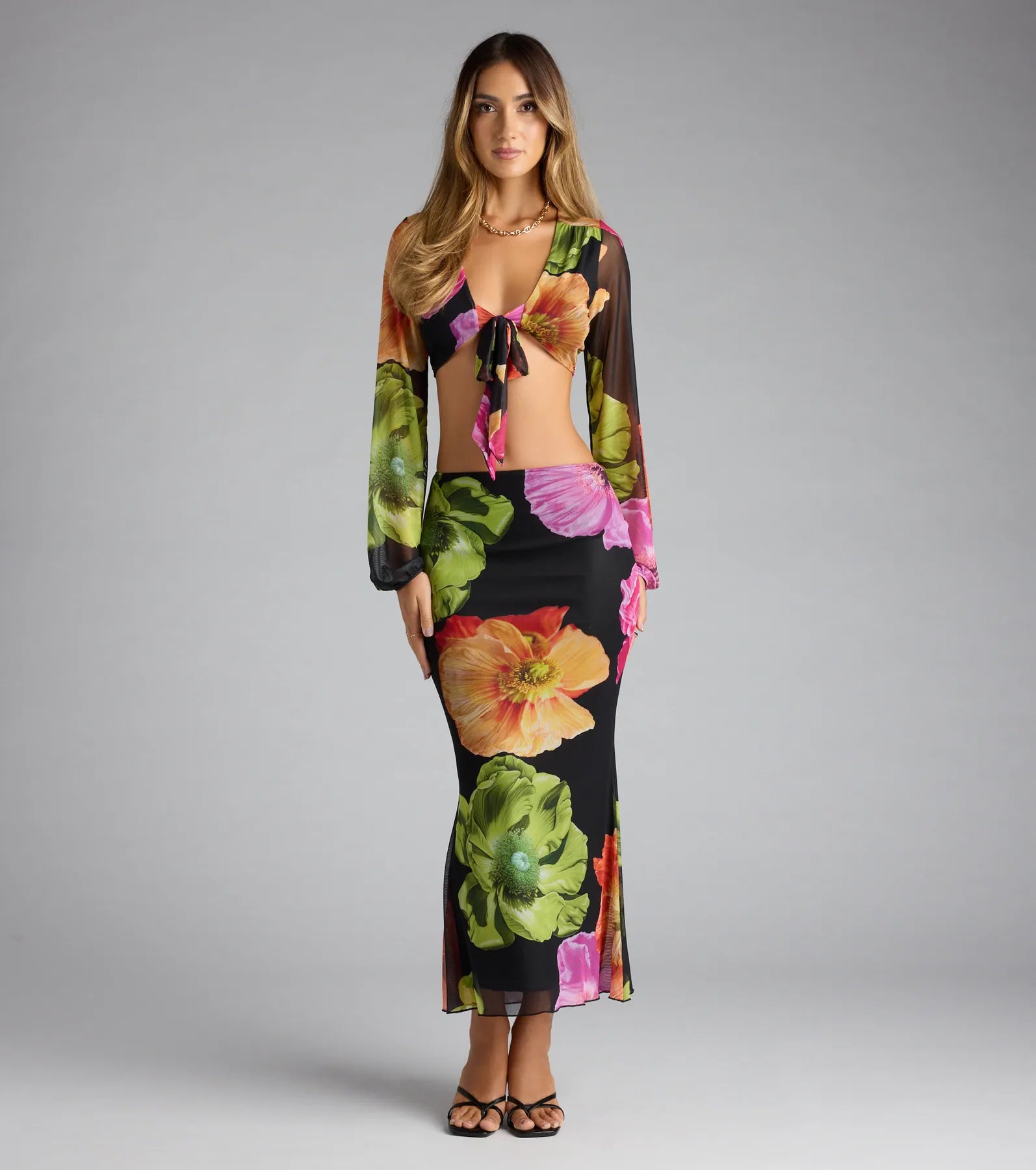 Island Muse Tropical Floral Tie-Front Top