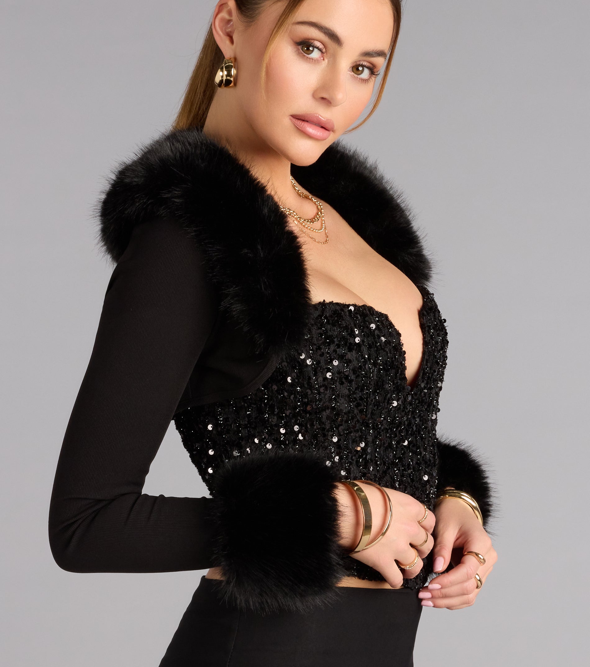 Luxe Affair Removable Faux Fur Bolero