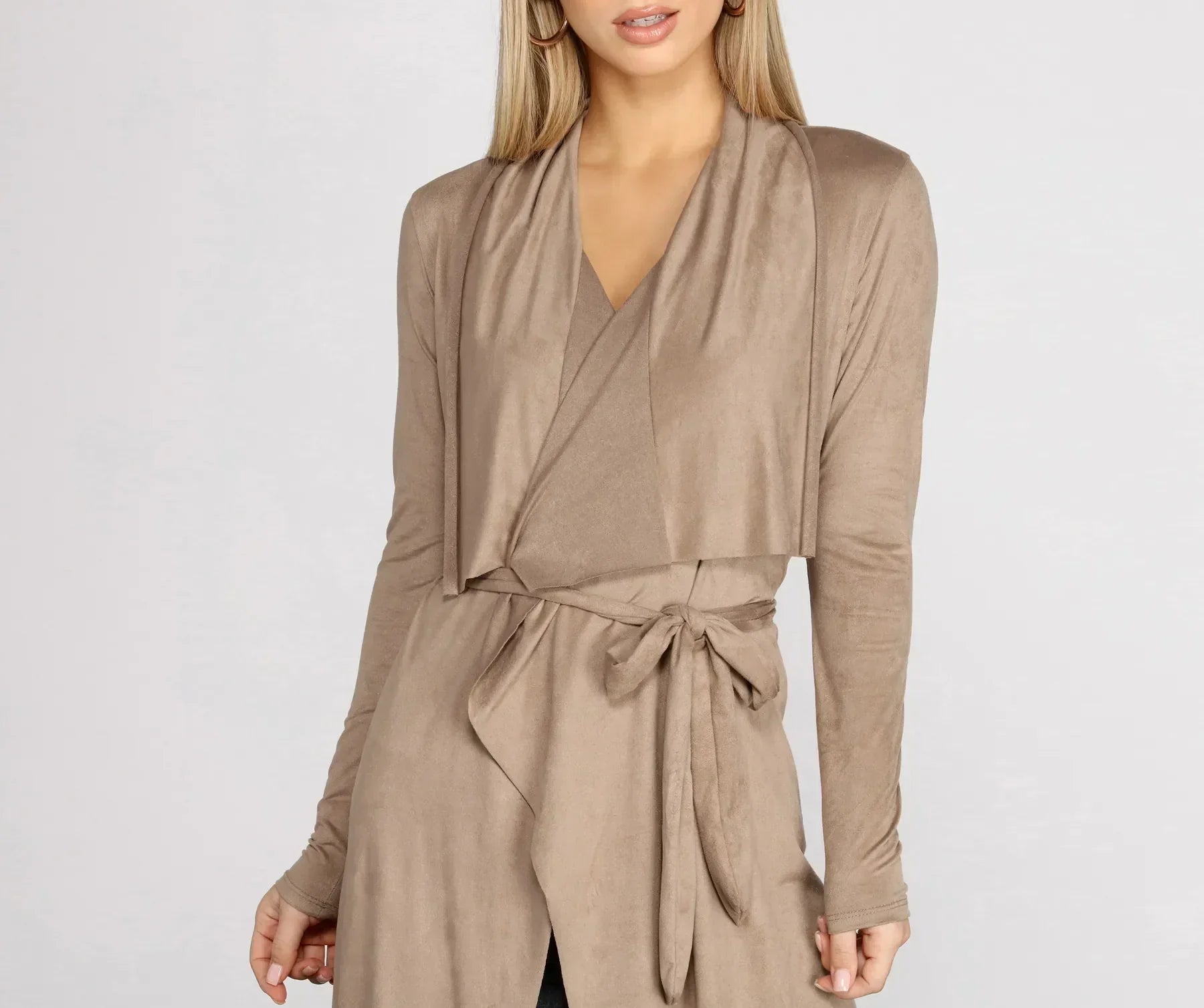On The Town Suede Trench