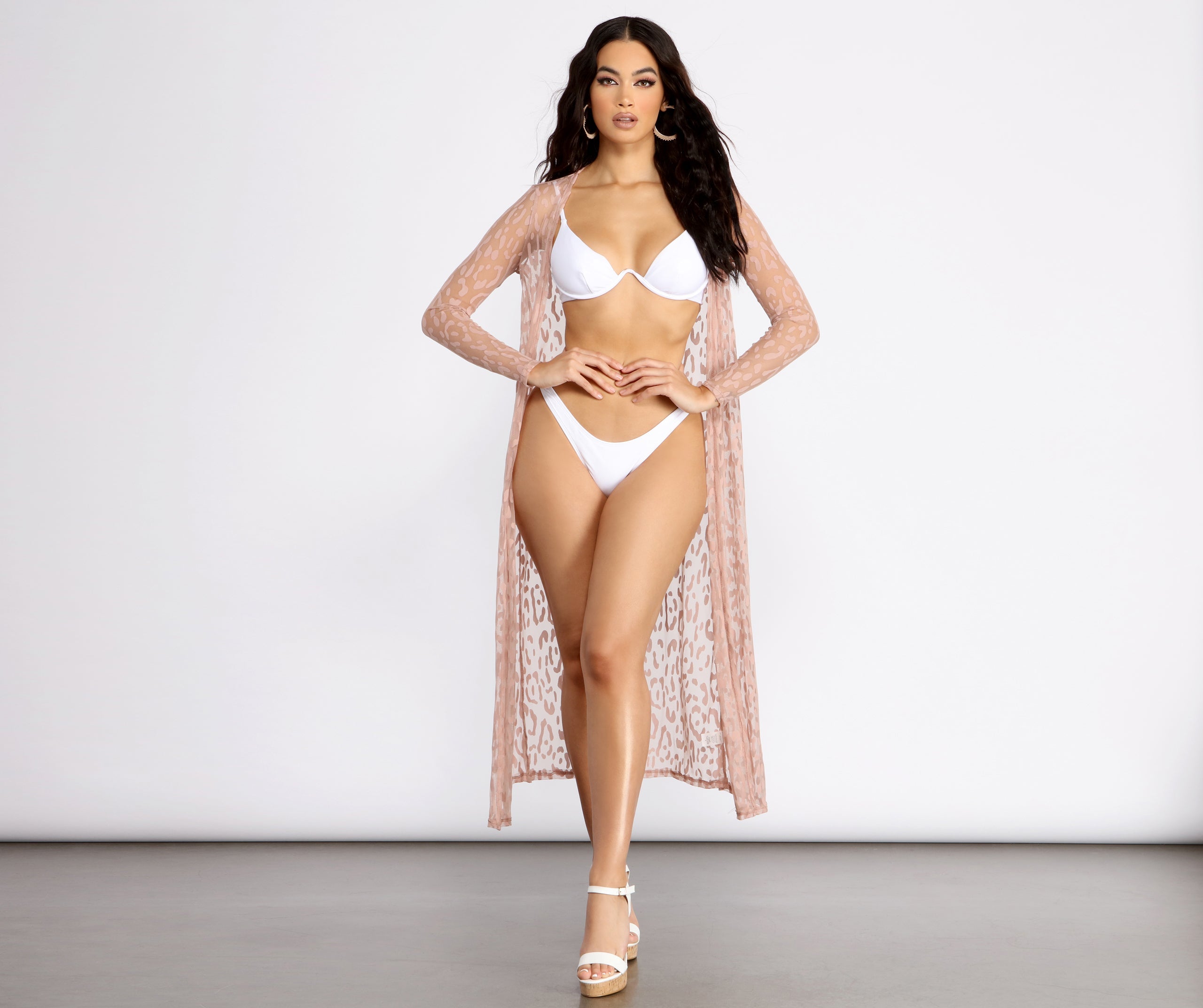 Picture Purrfect Leopard Print Mesh Duster